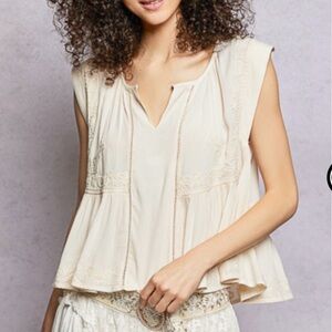 POL Cream Sleeveless Blouse